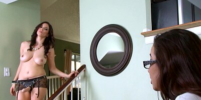 Two kinky women are doing lesbian fucking by a strap on