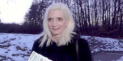 Public Agent Pretty skinny student receives facial