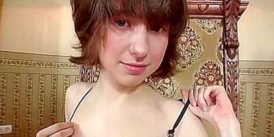 Miki Strips In Black Lingerie And Stockings
