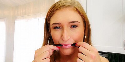 Denim tease & panty stuffing