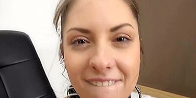 Petite Brunette Ellen Betsy Gets Hammered By A Massive Dong