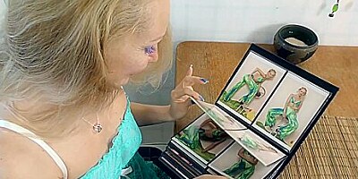 Foxy Strips Naked And Masturbates To Pictures
