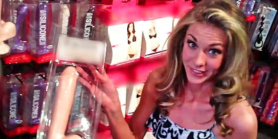 Blonde is playing with her sexy hairless pussy lips