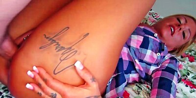 Beautiful blonde is having sex with a dude that likes her