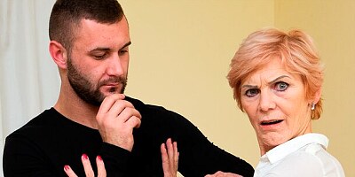 Mature insurance agent couldn’t say no to a young guy!