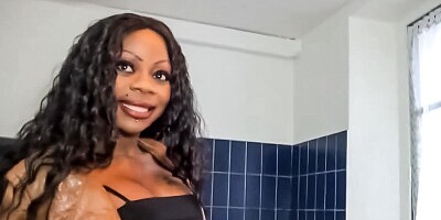 Hot ebony housewife banged in kitchen