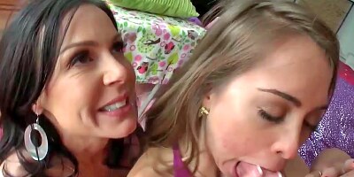 Beautiful horny milf is having fun with a younger couple