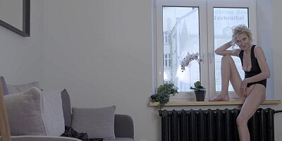 Lusty Peggy unveils her slim frame