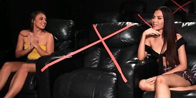 Naughty teen forget about roles and have sex in the cinema