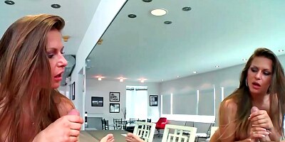 Smoking hot brunette Rachel Roxxx slurps her lover's big stiff dong