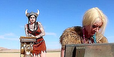 Leya the Viking takes a gold trophy up her ass - Leya Falcon, Ophelia Rain and Lydia Lutece