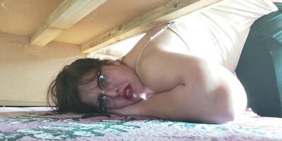 I Take Advantage Over My Stuck Under The Couch Wife And Call A Friend To Fuck Her Big Ass