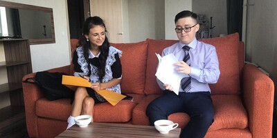 Businessman is trying to relax by banging the pussy and ass of his cute housemaid
