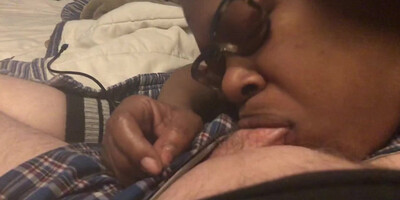 Wife sucking my hard throbbing cock