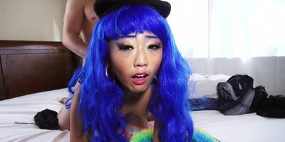 Asian cosplay chick Layla Mynxx gets her oriental pussy drilled