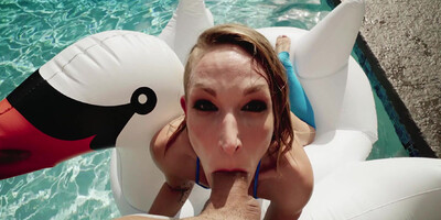 Slutty woman is sucking huge meat stick