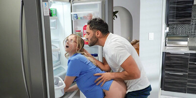 Big natural tits nurse Codi Vore fucks bf in the kitchen