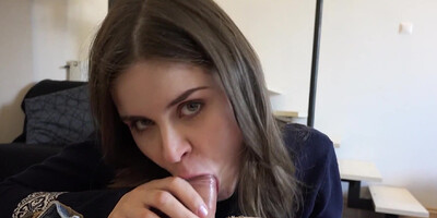 Anna Taylor blows hard knob and gets boned in POV