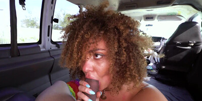 Sweet babe with curly hair likes sex