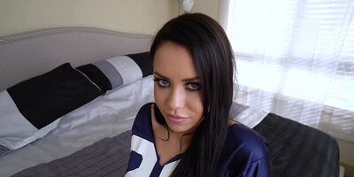 Adorable stepdaughter Alina Lopez facialized after POV doggy