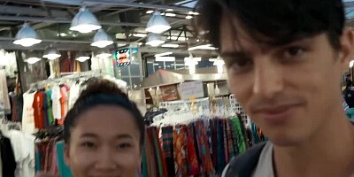 Guy succeeds tempting oriental teen into making it on pier