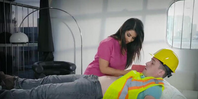 Busty pornstar Raven Hart oiled up and doing anal