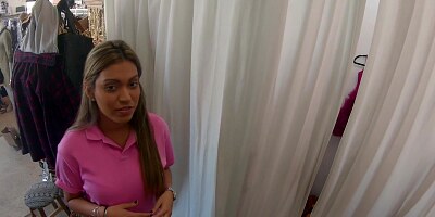 Horny bitch gets facial after sex in the changing booth