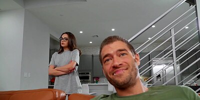 Hot pornstar with glasses likes cum in pussy after sex