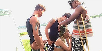 Hot Hard Core Fuck In The Army With Eric, Edik And Hailey Ariana