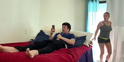 Young man has hot sex with busty stepmother Erin Electra