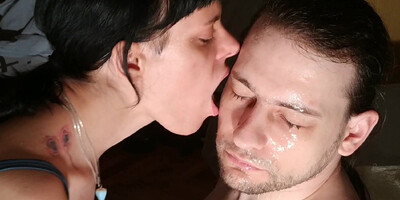 Sweet girl licks her stepdaddy's face pt2 HD - super sloppy