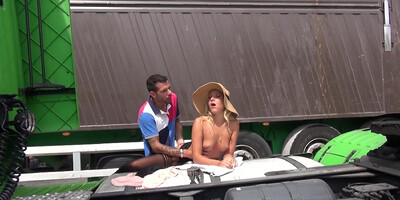 KELLY PIX in black stockings gets outdoor fucking hard