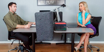 Cherie DeVille fucking in the desk with her medium tits