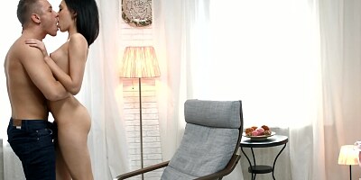 Armchair becomes perfect place for young couple to make love