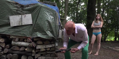 Old pervert man fucked by 2 sluts for snatching