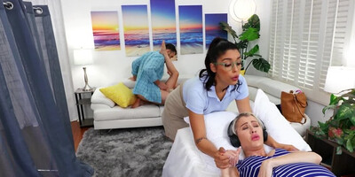 Petite Asian nerd is getting her pussy rammed by a big rod