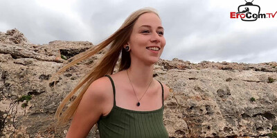 german petite teen get anal creampie outdoor at the beach