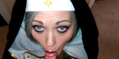 Slutty Nun Sucks Cock Till She Gets A Sticky Cum Confession On Her Face - Cinnamon Anarchy