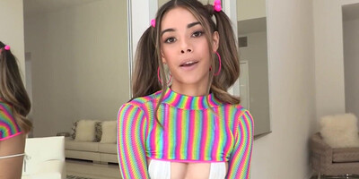 Pig-tailed Latina decides to take cock in her ass