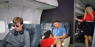 Amazing stewardess is giving oral pleasure to this passenger