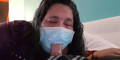 Mom Blowjob With Facemask Covid 19