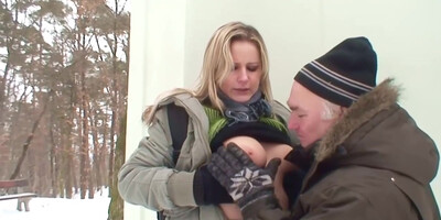 Charming Blonde Wanted To Make An Elderly Man Happy, So She Let Him Fuck Her Brains Out