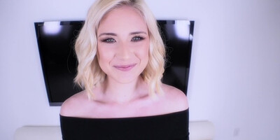 POV pleasurable cock sucking treatment from an angelic blonde lady