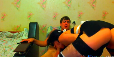 Fucking the Maid Doggy Style And Cumming on his Mouth