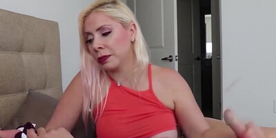 Platinum-Blonde housewife providing a man a handie