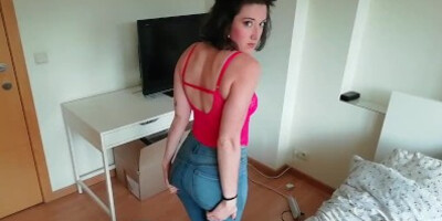 Tear her cock-squeezing denim to boink her cooch and slap her rump in pinkish bondage suit n1