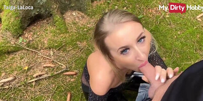 Tastey light-haired stunner is about to get pounded in the nature, in the middle of the day