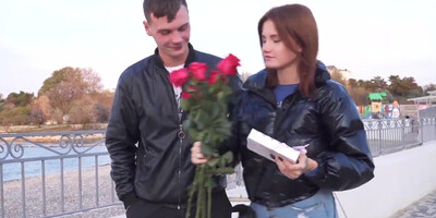 Red-haired babe takes BF's cock at first date