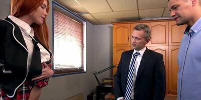 Perverted dads are swapping their slutty schoolgirls in a foursome