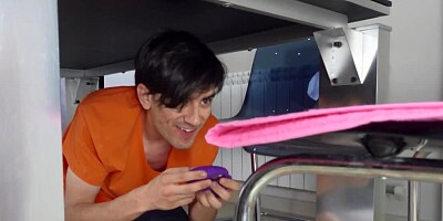 Naughty prankster seduces blonde girlfriend after breakfast